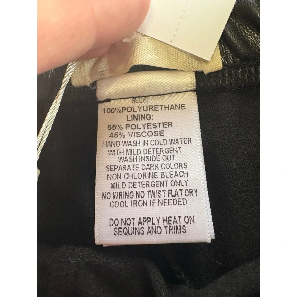 Hannah Banana Girls Black Faux Leather Leggings Size 4 NWT Elastic Waist Pants